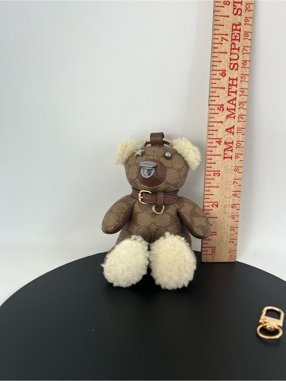 Coach Signature Canvas Bear Bag Charm Keychain with Shearling (Missing Tag) - Picture 2 of 15
